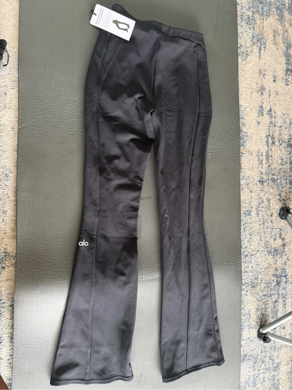 ALO Yoga Black Flare Leggings with Subtle Logo